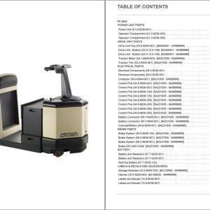 Crown Tow Tractor TR 3600 Parts Catalog Service Manual