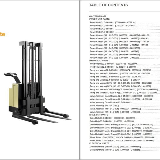 Crown Walkie Stacker WB Parts Catalog, Service Manual