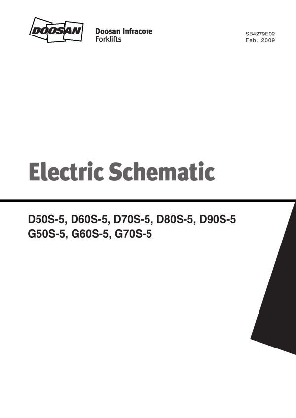 Daewoo Forklift D50S 5 to G70S 5 Electric Schematic SB4279E02