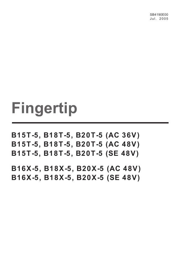 Daewoo Forklift Fingertip B15 5 to B20X 5 Service Manual SB4190E00
