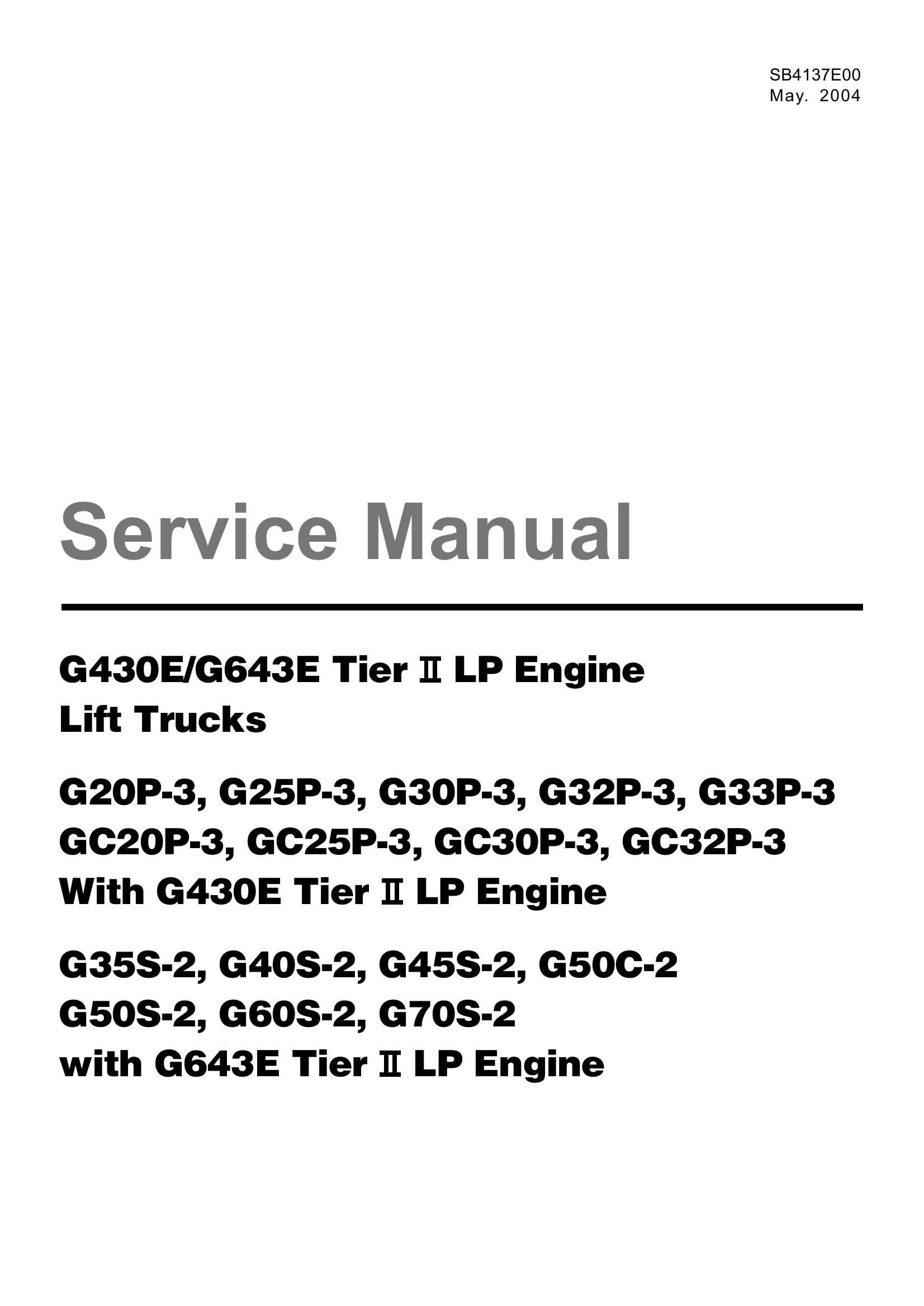 Daewoo LP Engine G430E G643E Service Manual SB4137E00