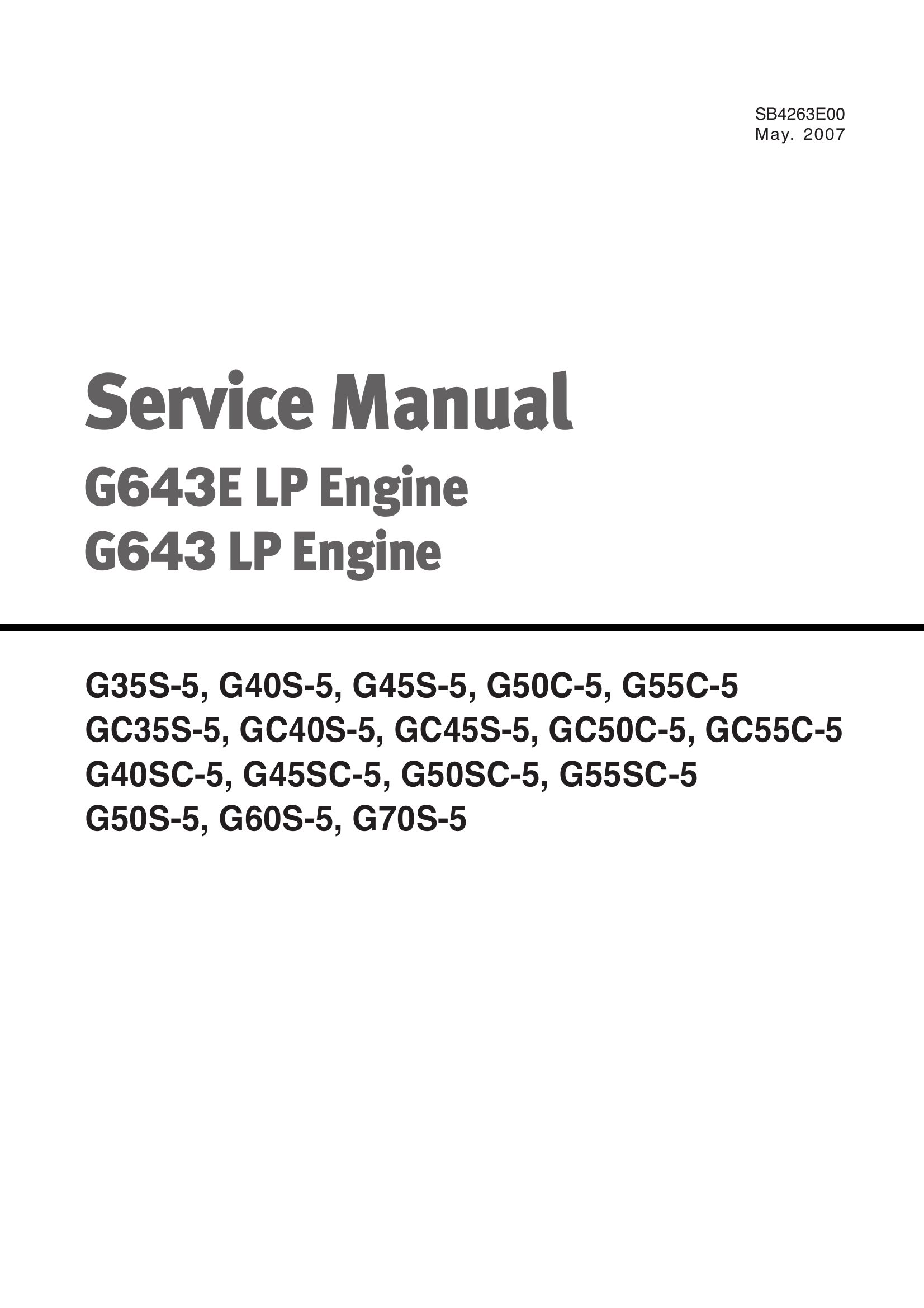 Daewoo Lp Engine G643E G643 Service Manual SB4263E00