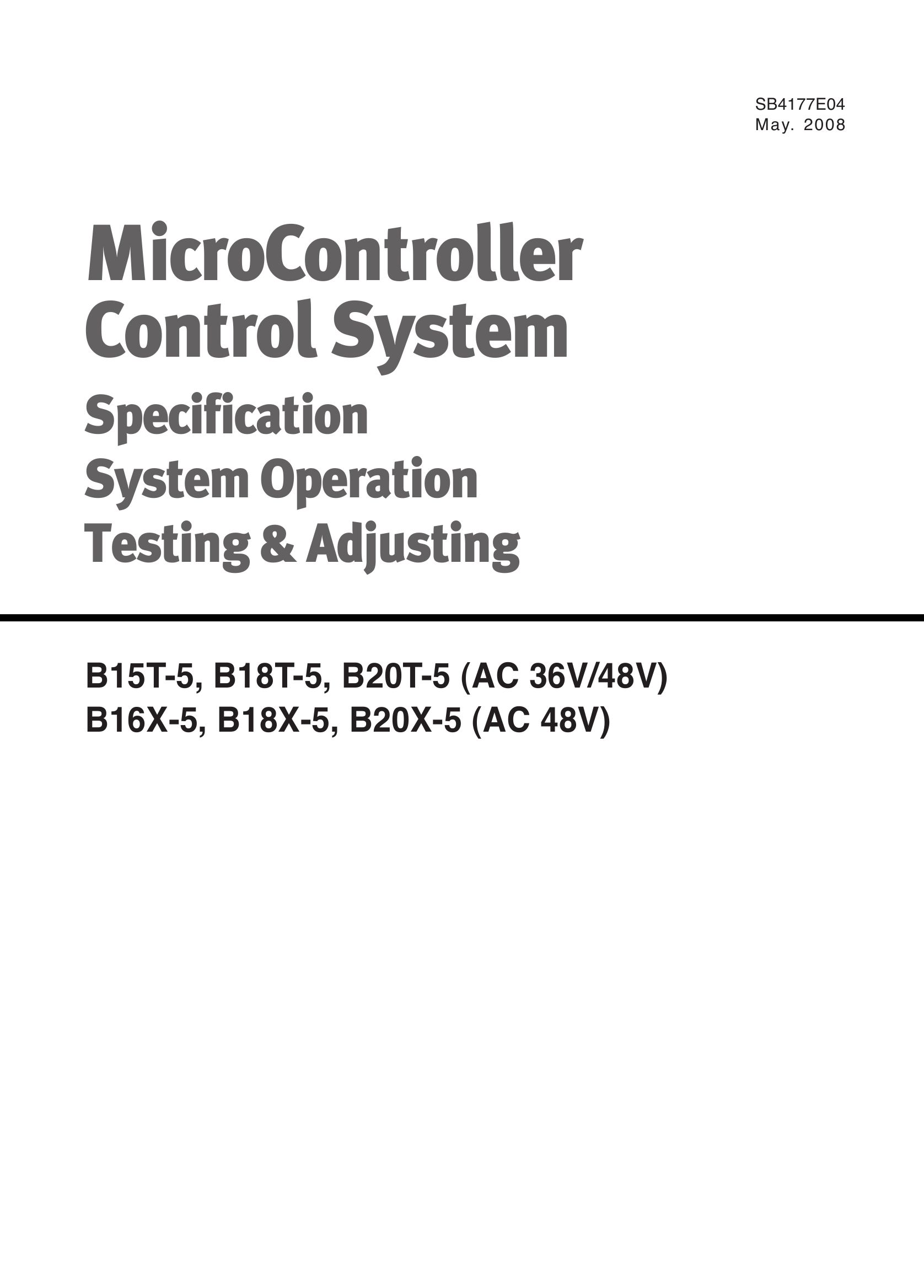 Daewoo MicroController Control System B15T 5 to B20X 5 Testing Adjusting SB4177E04