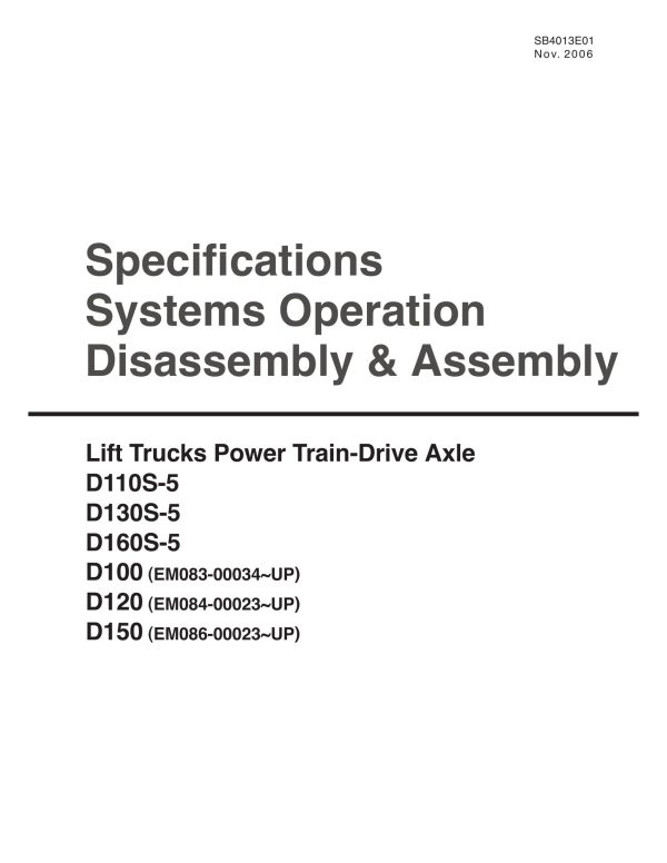 Daewoo Power Train D100 to D160S 5 Diassembly Assembly SB4013E01