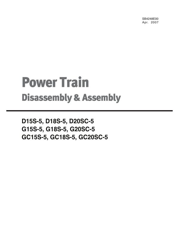 Daewoo Power Train D15S 5 to GC20SC 5 Diassembly Assembly SB4248E00