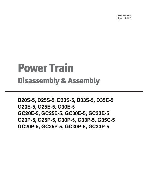 Daewoo Power Train D20S 5 to GC33P 5 Diassembly Assembly SB4254E00