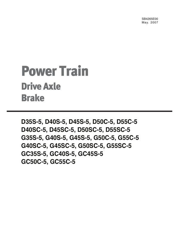 Daewoo Power Train D35S 5 to GC55C 5 Service Manual SB4265E00