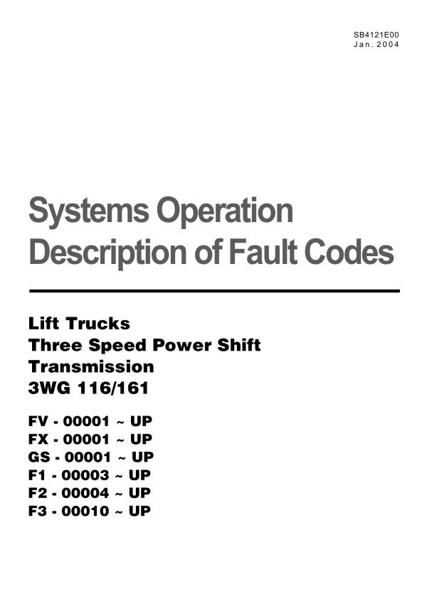 Daewoo Powershift Trans. 3WG 116 161 Fault Codes SB4121E00