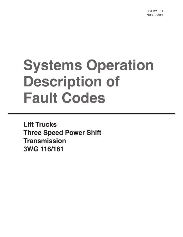 Daewoo Powershift Trans. 3WG 116 161 Fault Codes SB4121E01