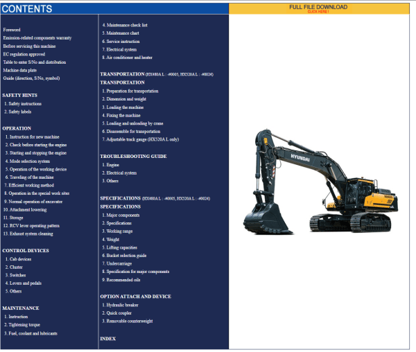 Hyundai CERES Heavy Equipment Operator Manual Updated 03.2023 Offline DVD 1