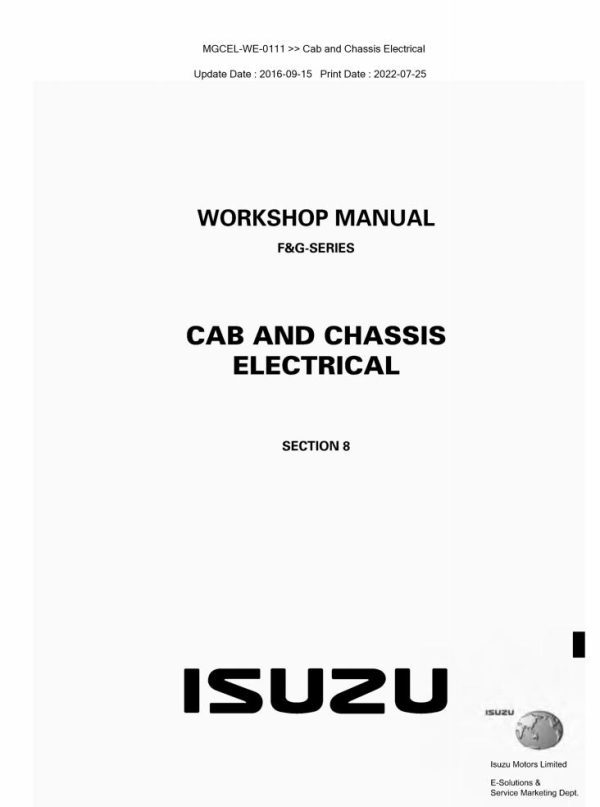 Isuzu Truck FG00 E Cab and Chassis Electrical Workshop Manual
