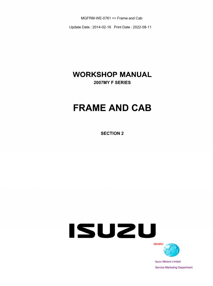 Isuzu Truck FG06 E Workshop Manual