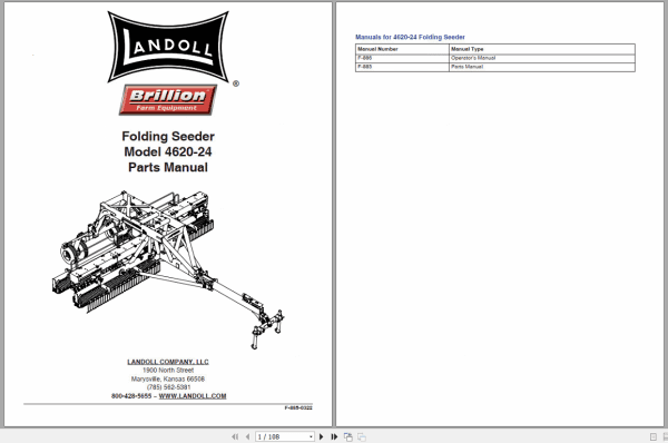 Landoll All Brillion Farm Equipment Operators Manual Part Catalogue C.D 3