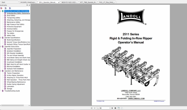 Landoll Farm Equipment 1700 to 9600 Series Operators Parts Manual C.D 3