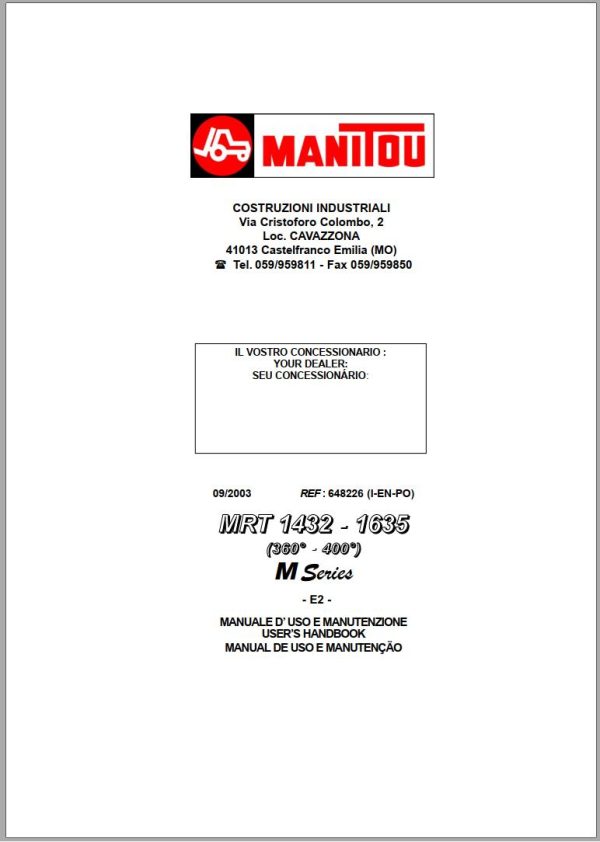 Manitou Telehandler Technical Manuals Multi languages 2