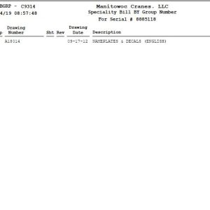 Manitowoc Crane 14000 Parts Manual 1