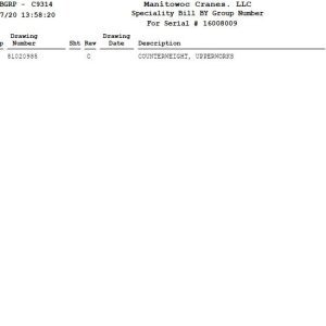 Manitowoc Crane 16000 Parts Manual 1