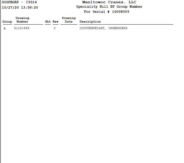 Manitowoc Crane 16000 Parts Manual 1