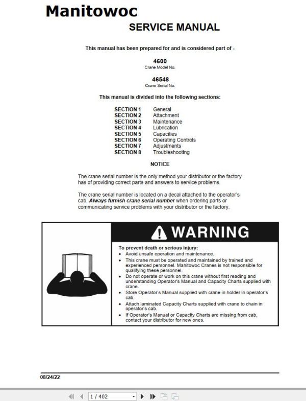 Manitowoc Crane 4600 Service Manual