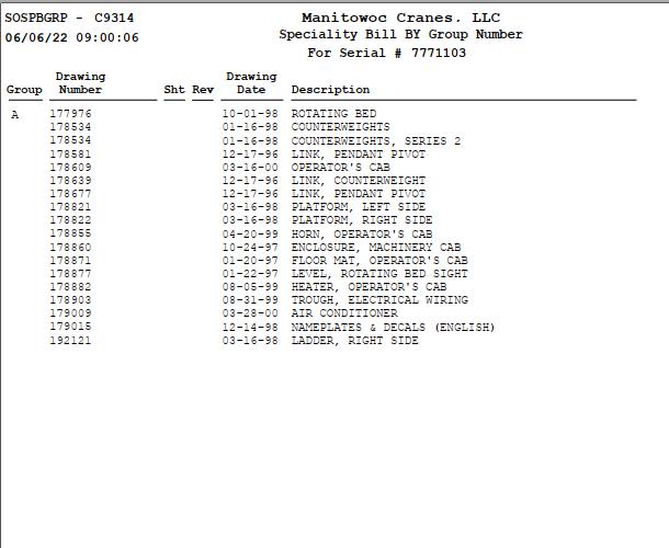 Manitowoc Crane 777 Parts Manual 1