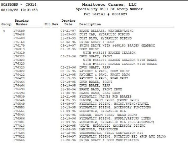 Manitowoc Crane 888 Parts Manual 1