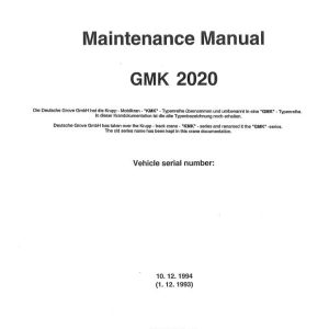 Manitowoc Crane GMK2020 Maintenance Mannual