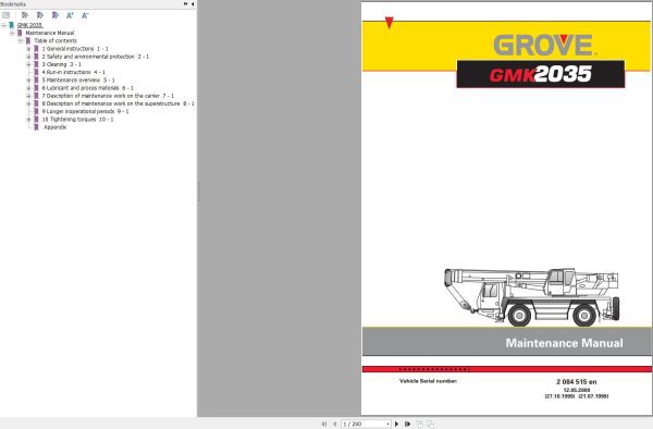 Manitowoc Crane GMK2035 Maintenance Manual