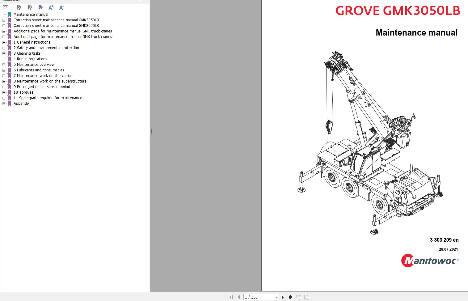 Manitowoc Crane GMK3050LB Maintenance Manual