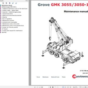 Manitowoc Crane GMK3055 1 GMK3050 1 Maintenance Manual