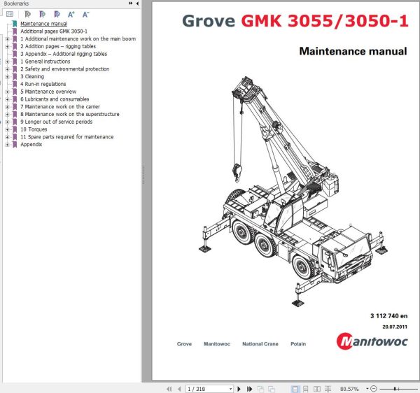 Manitowoc Crane GMK3055 1 GMK3050 1 Maintenance Manual