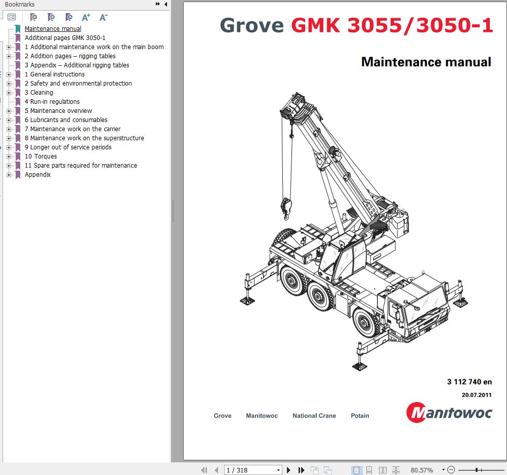 Manitowoc Crane GMK3055 1 GMK3050 1 Maintenance Manual