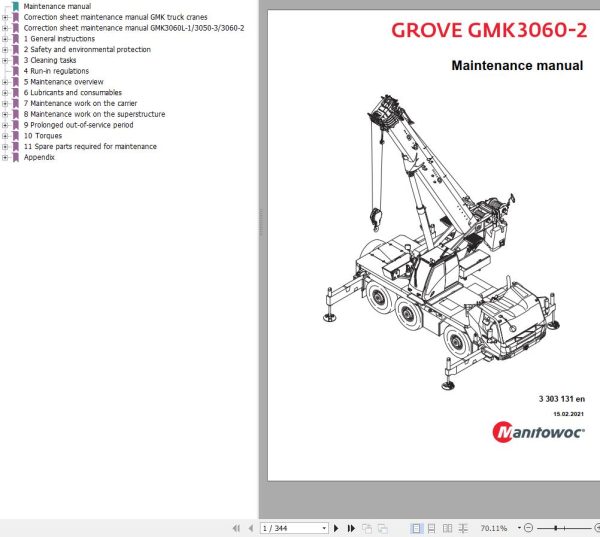 Manitowoc Crane GMK3060 2 Maintenance Manual