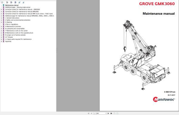 Manitowoc Crane GMK3060 Maintenance Manual