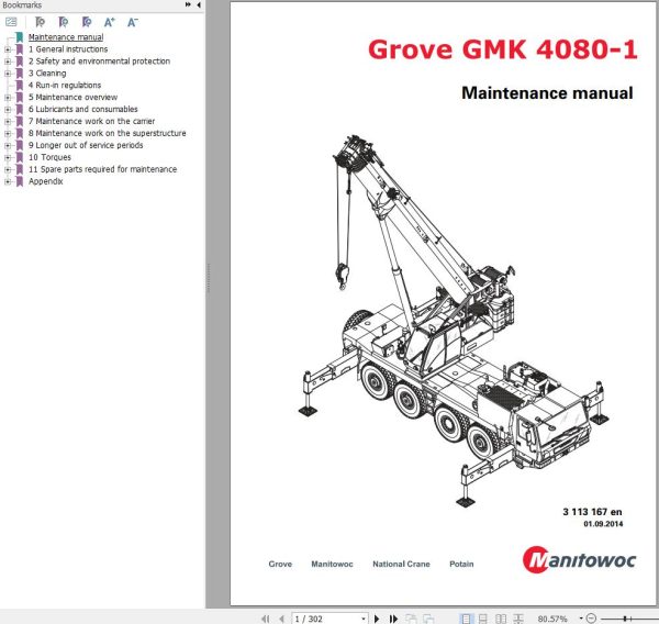 Manitowoc Crane GMK4080 1 Maintenance Manual