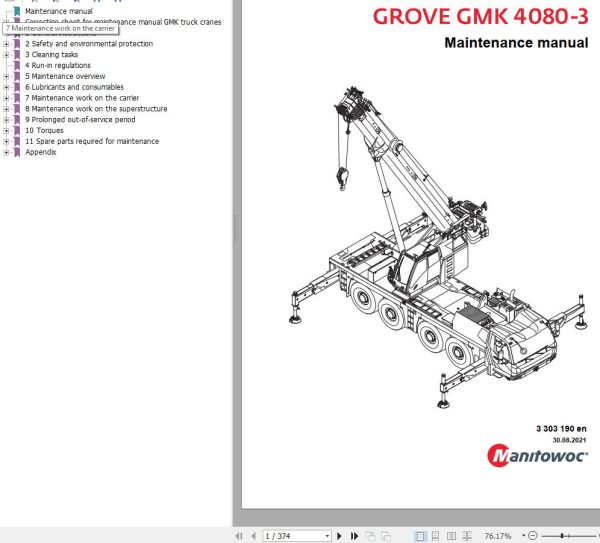 Manitowoc Crane GMK4080 3 Maintenance Manual