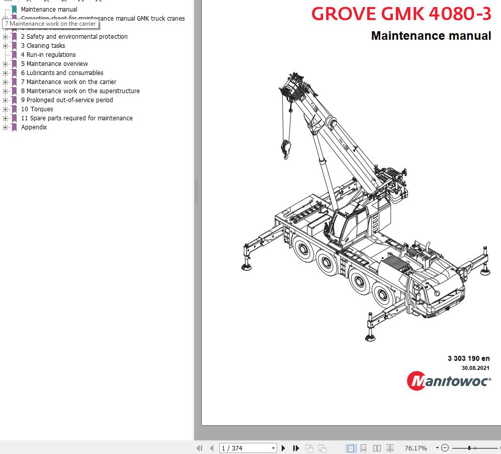 Manitowoc Crane GMK4080 3 Maintenance Manual