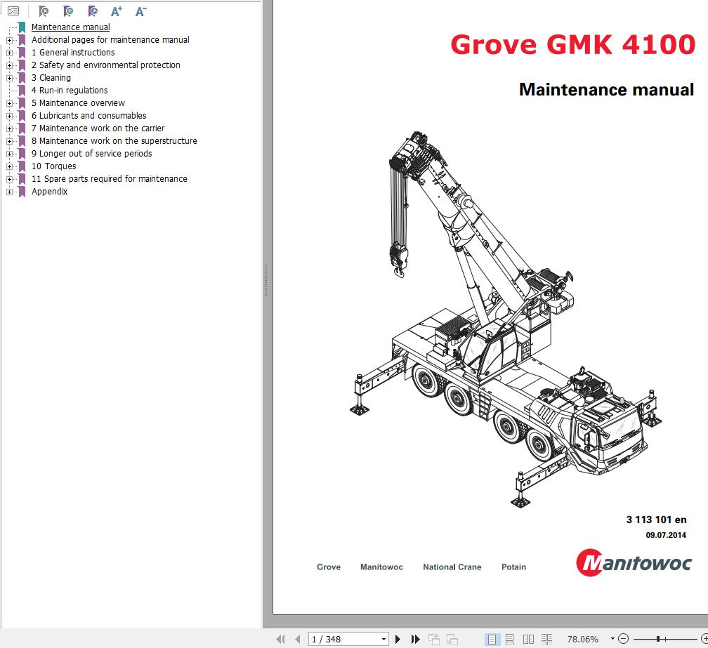 Manitowoc Crane GMK4100 Maintenance Manual