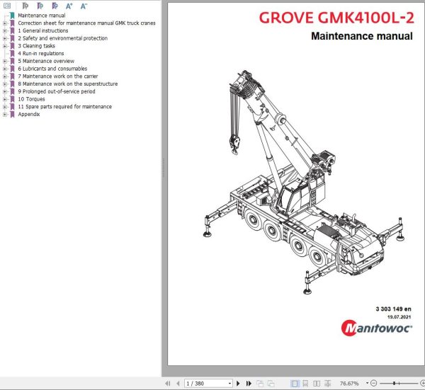 Manitowoc Crane GMK4100L 2 Maintenance Manual