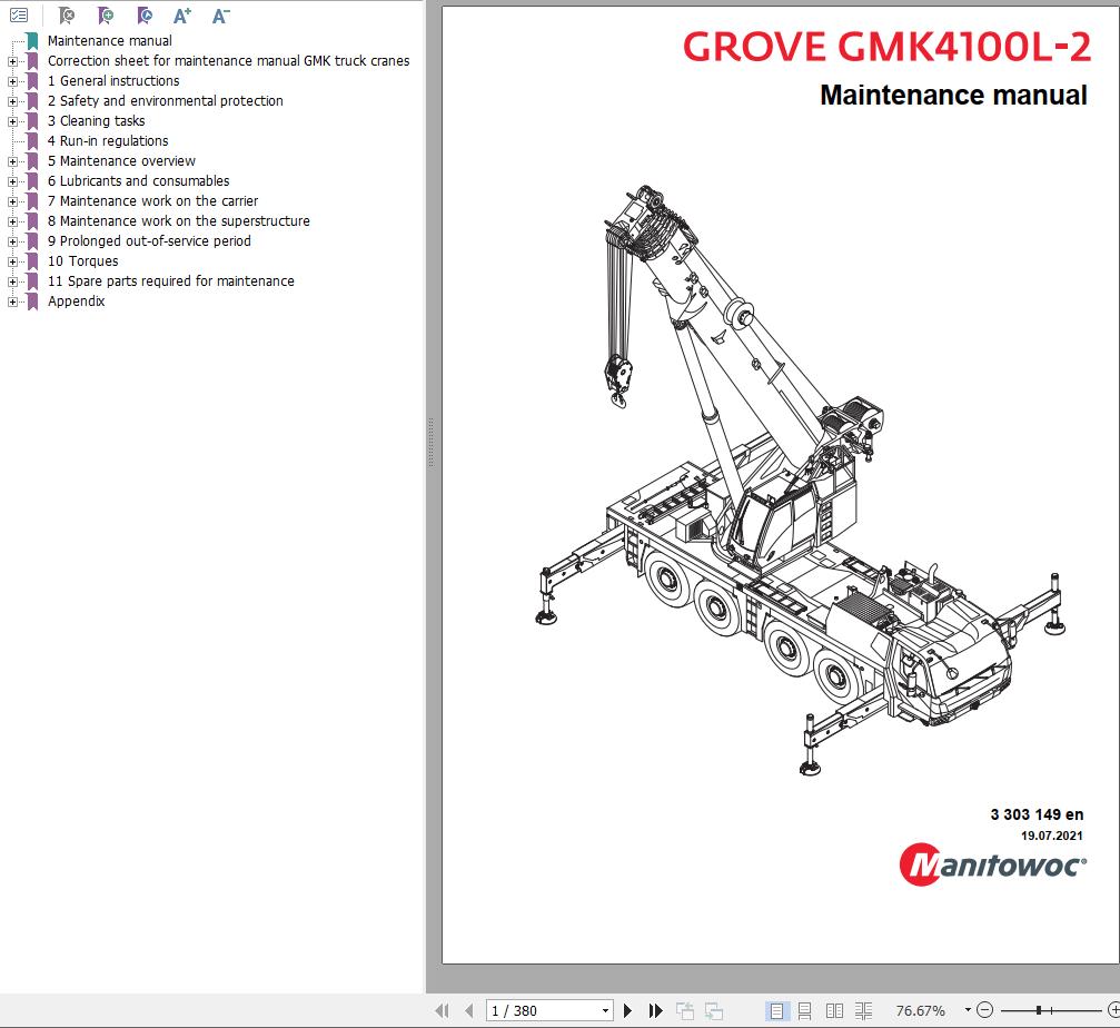 Manitowoc Crane GMK4100L 2 Maintenance Manual