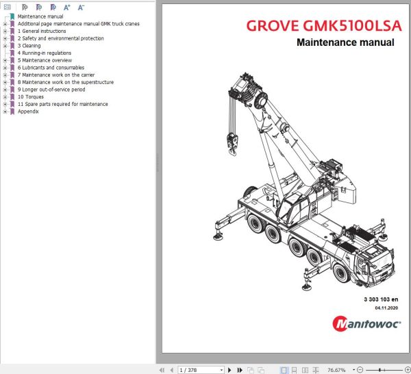 Manitowoc Crane GMK5100LSA Maintenance Manual