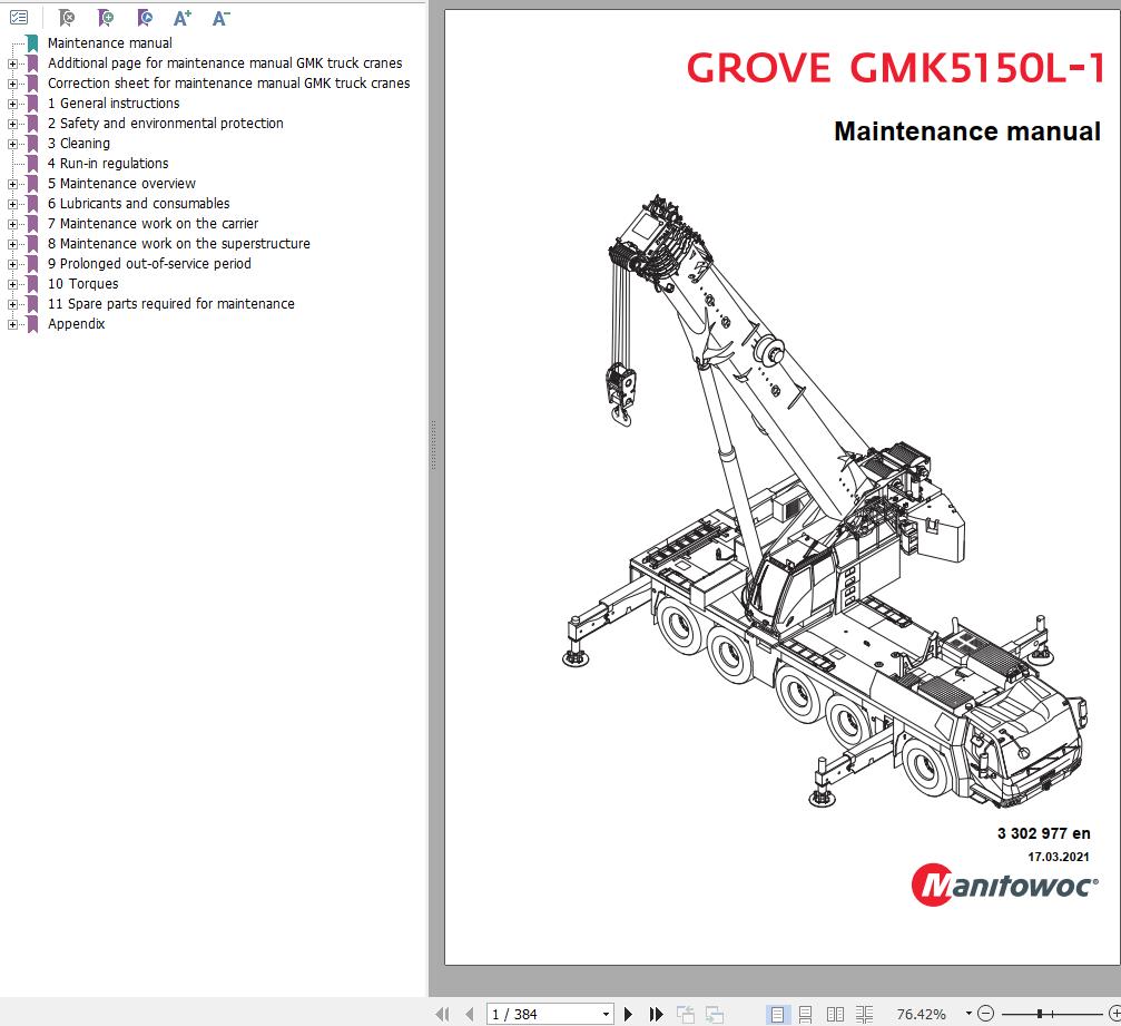 Manitowoc Crane GMK5150L 1 Maintenance Manual