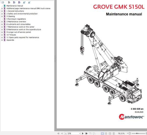 Manitowoc Crane GMK5150L Maintenance Manual