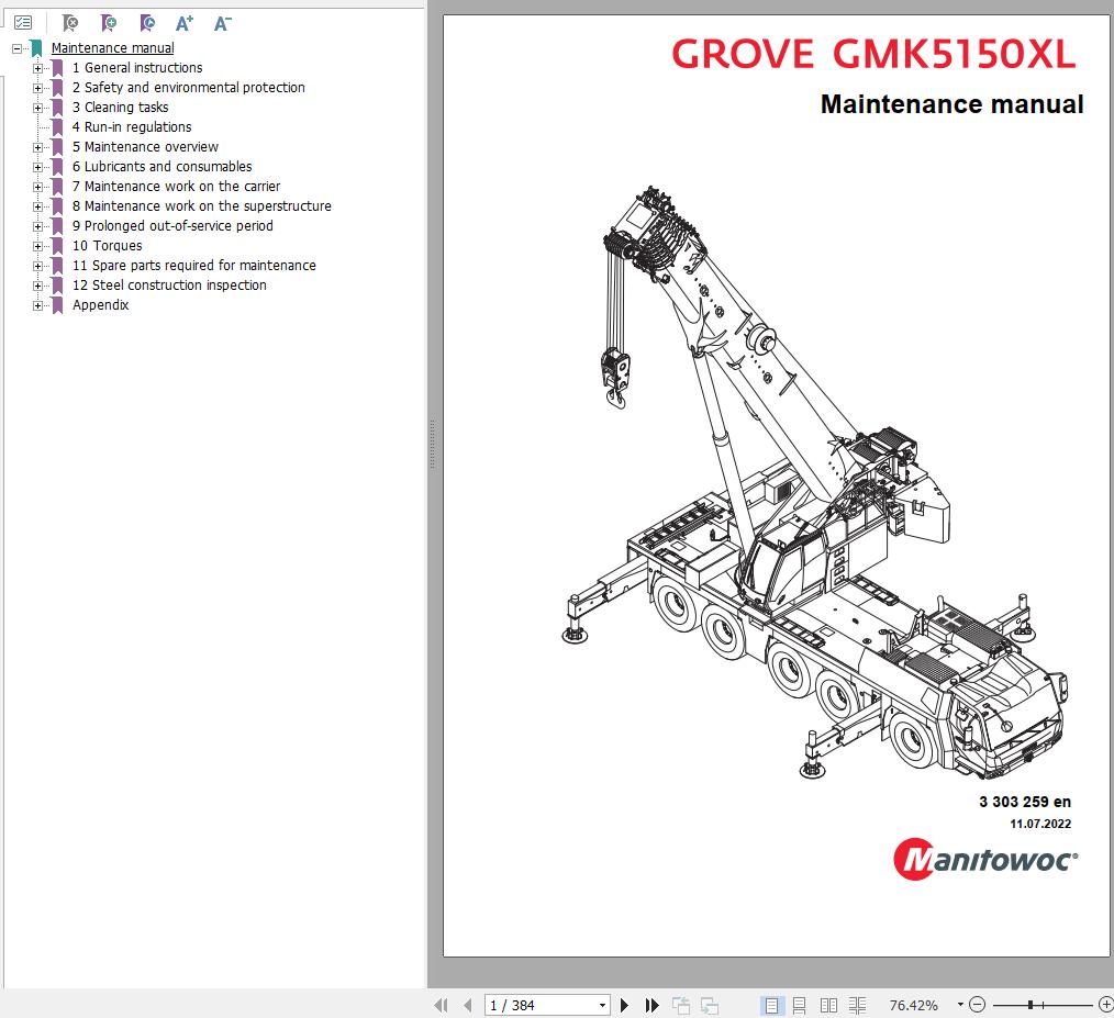 Manitowoc Crane GMK5150XL Maintenance Manual
