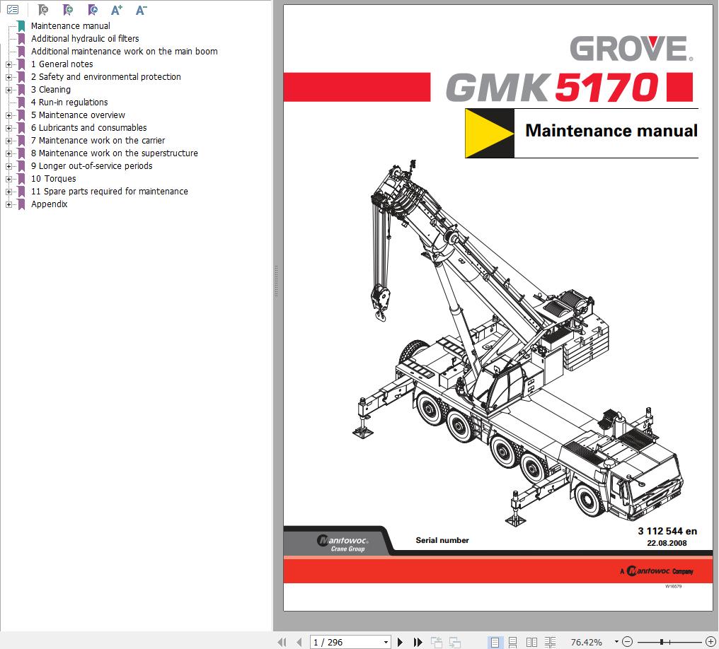 Manitowoc Crane GMK5170 Maintenance Manual