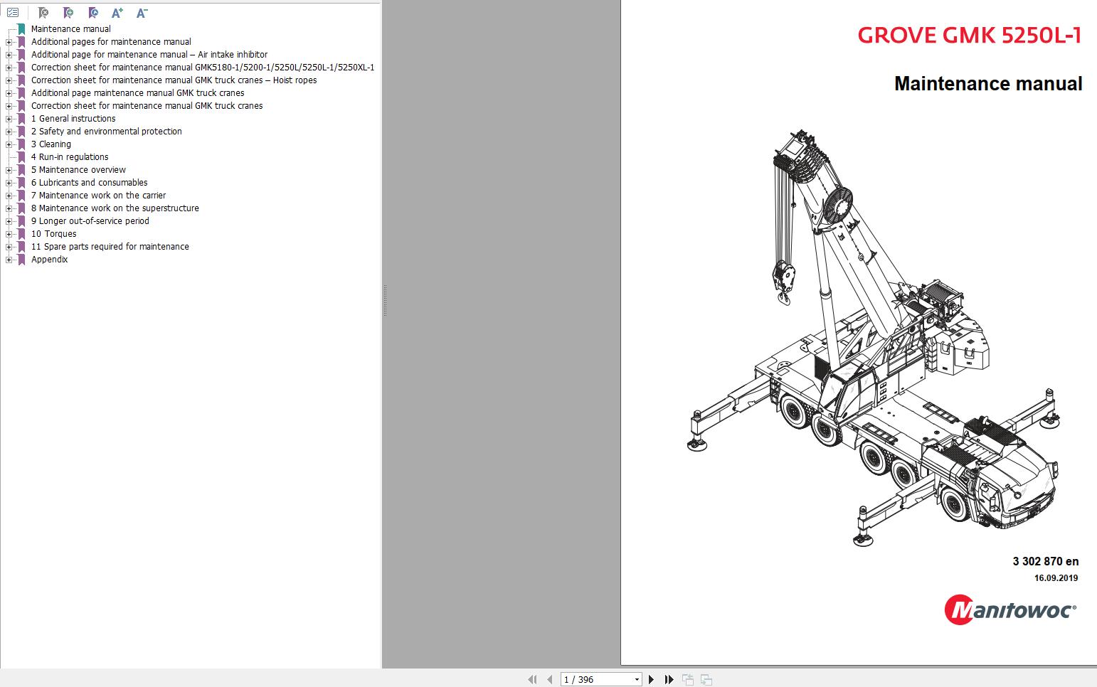 Manitowoc Crane GMK5250L 1 Maintenance Manual