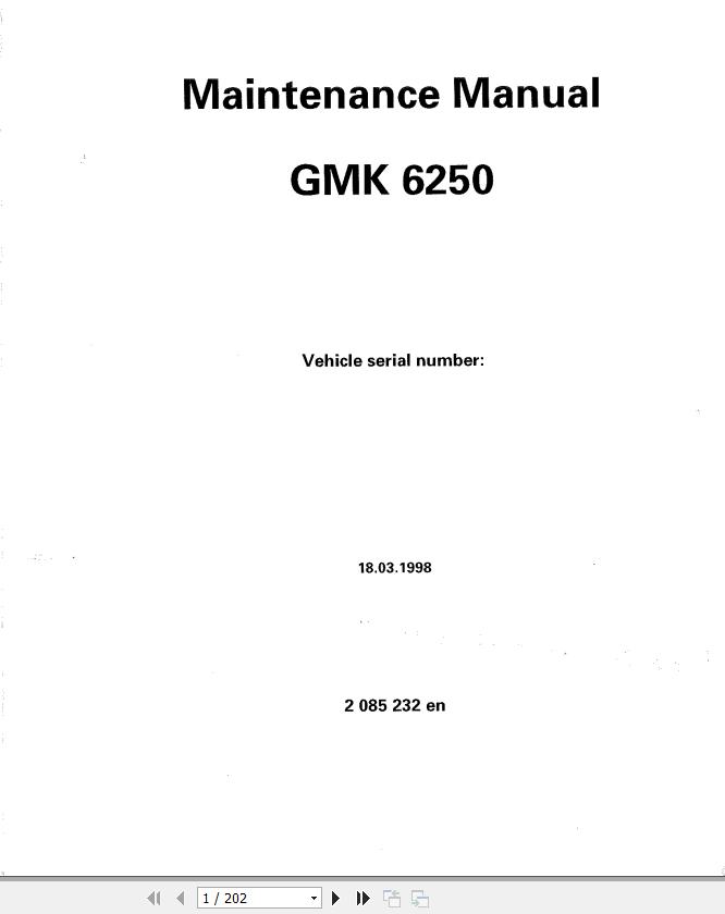 Manitowoc Crane GMK6250 Maintenance Manual