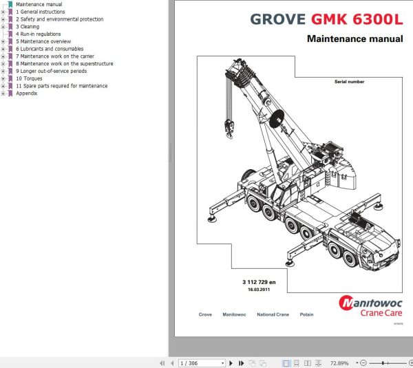 Manitowoc Crane GMK6300L Maintenance Manual