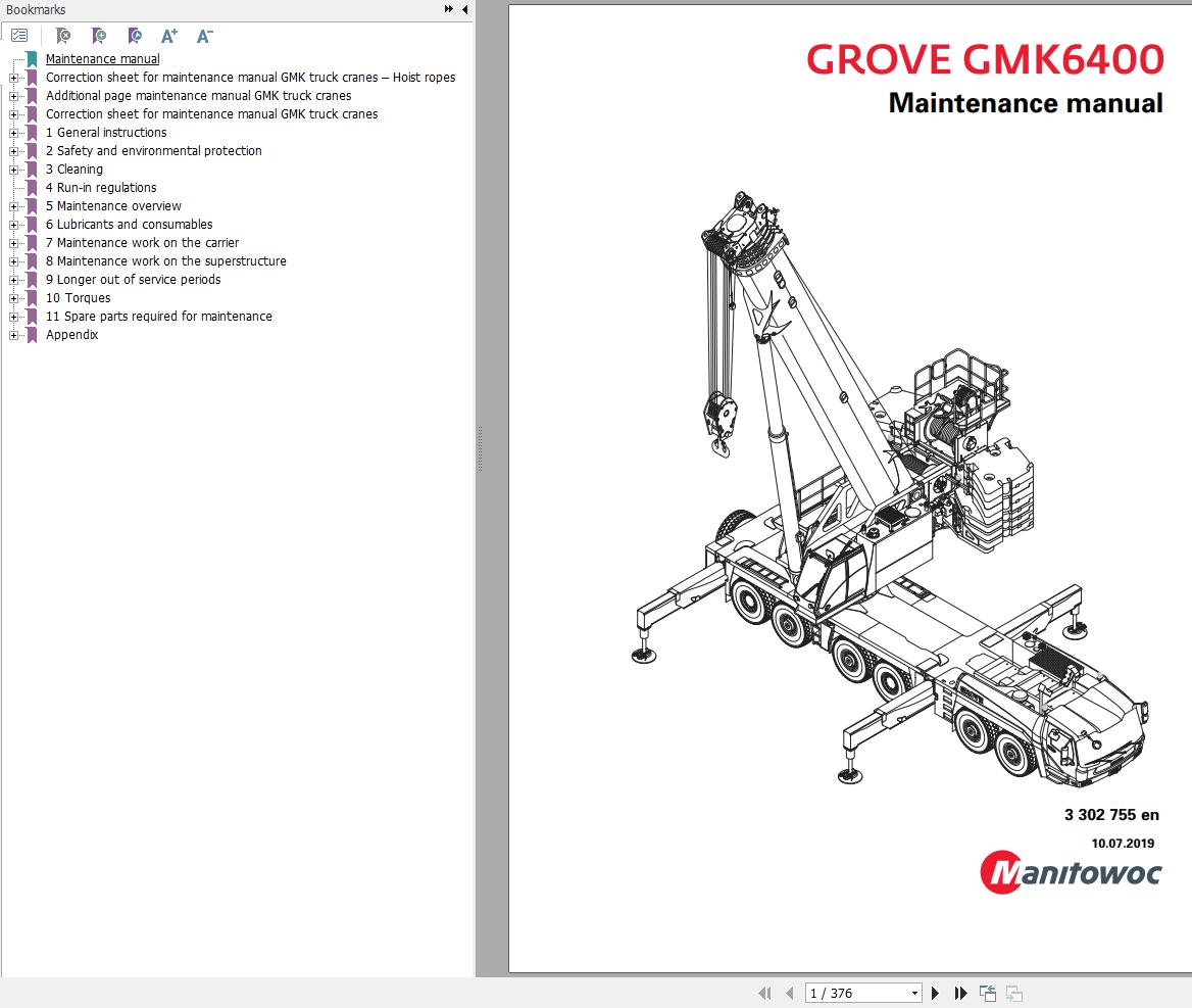 Manitowoc Crane GMK6400 Maintenance Manual