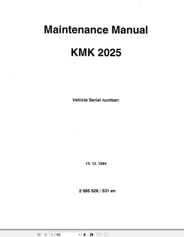 Manitowoc Crane KMK2025 Maintenance Manual