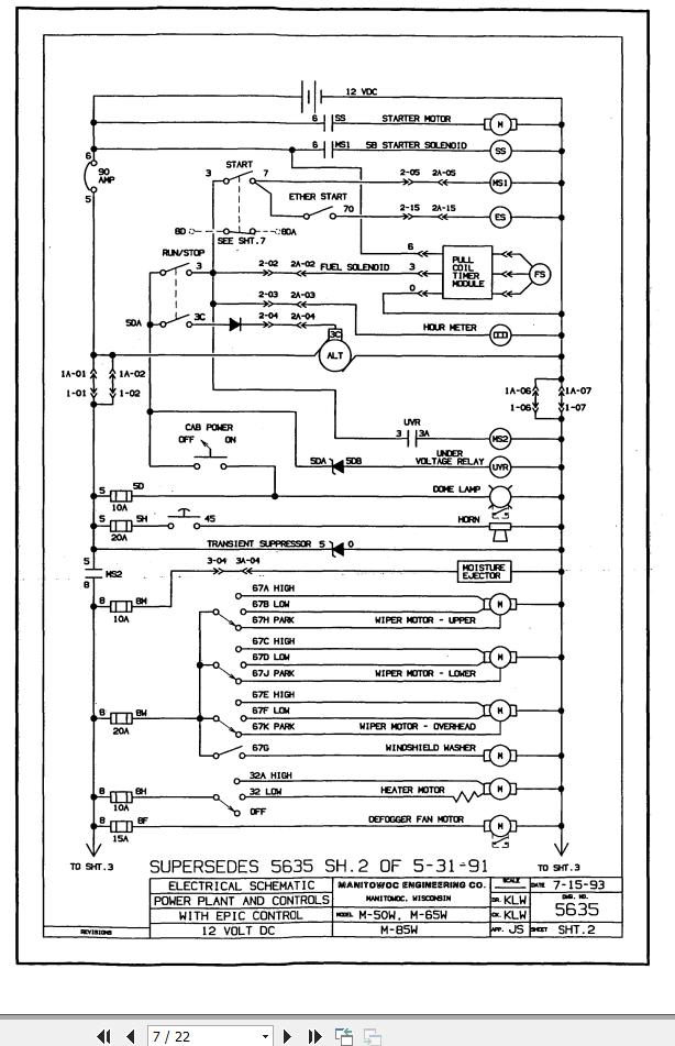 Manitowoc Crane M 50W M 65W M 85W Electrical Schematic